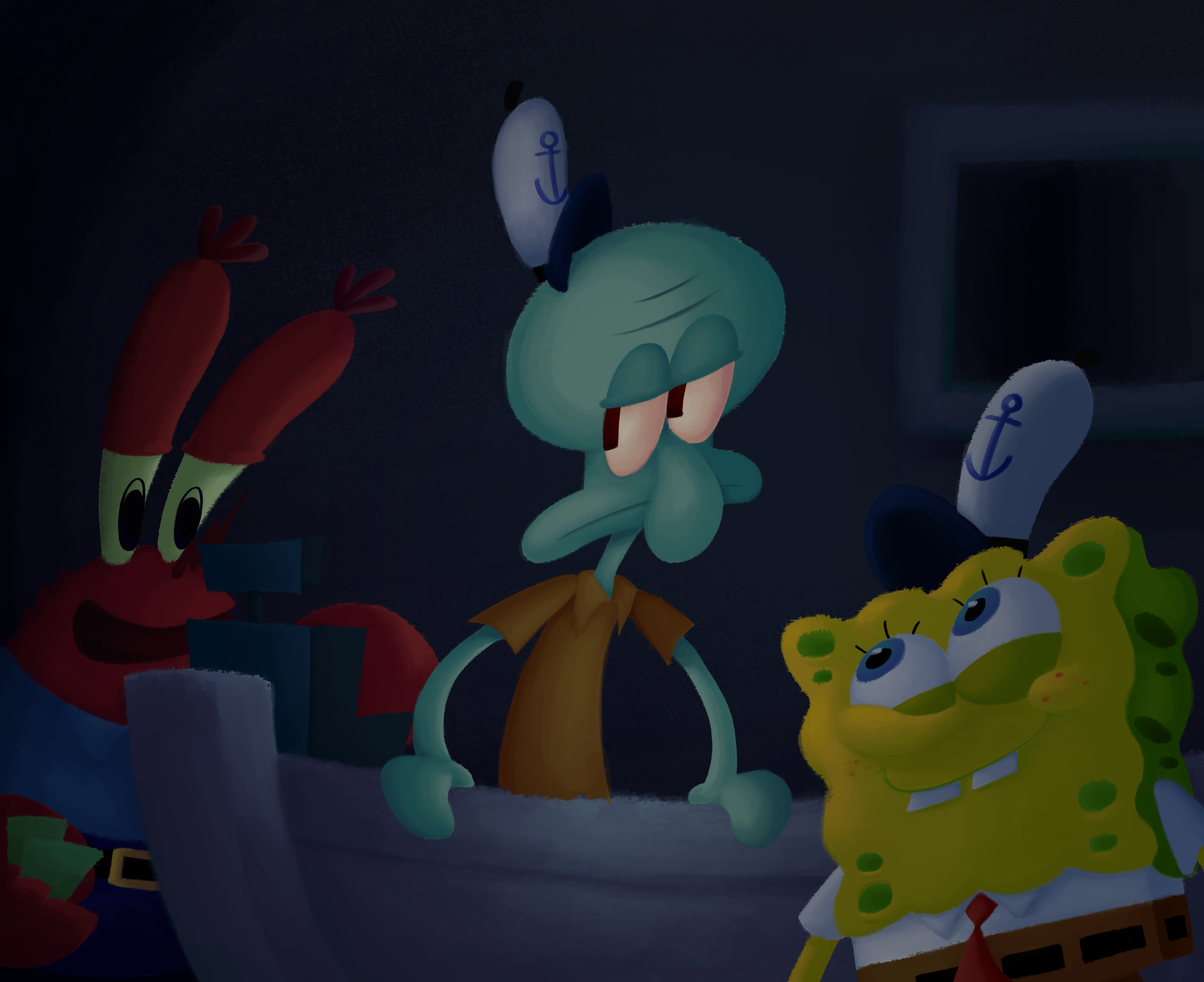 Portrait of the Krusty Krew in the Dutch Baroque-esque artstyle