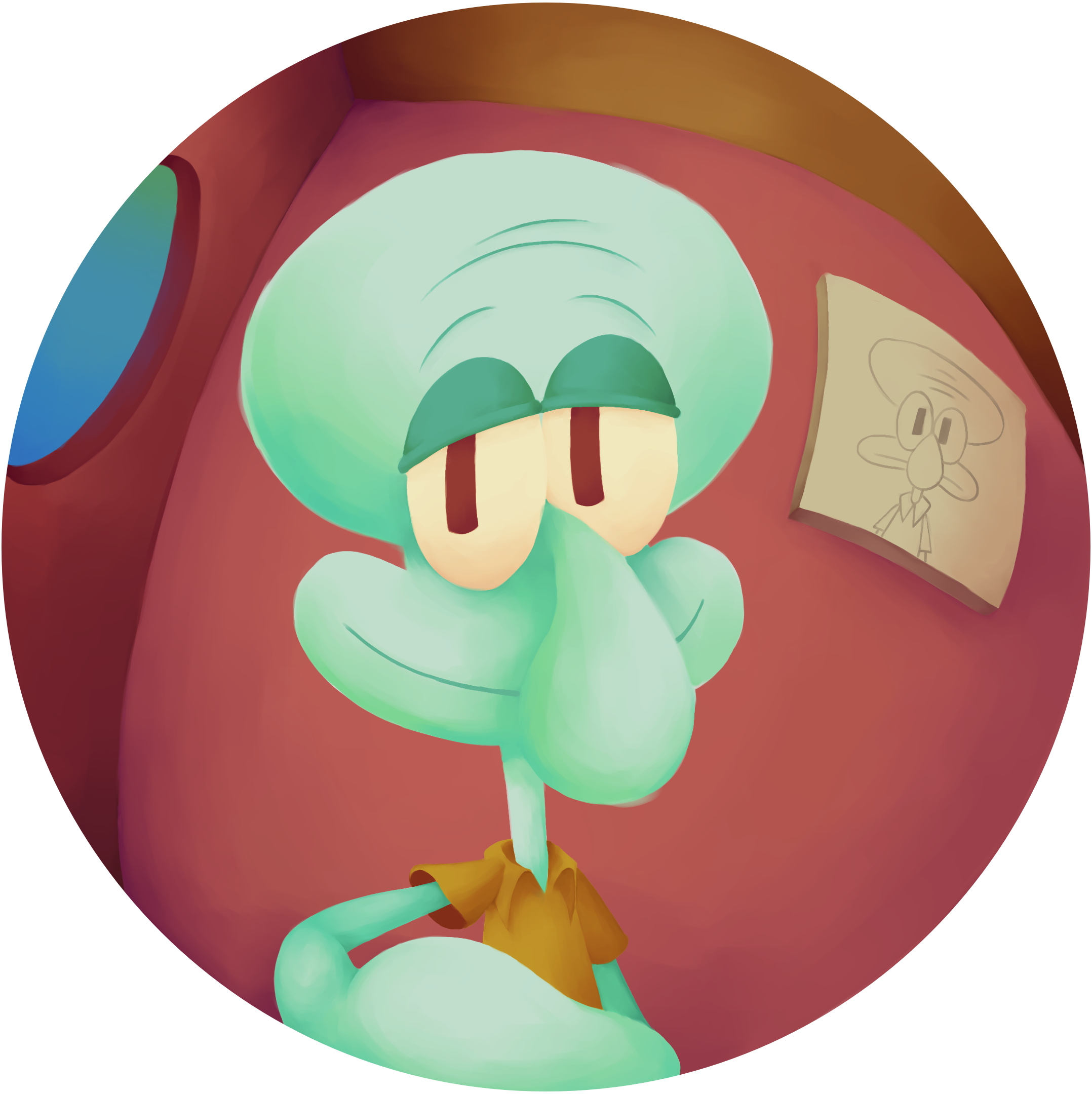 Portrait of Squidward in the Mannerist artstyle
