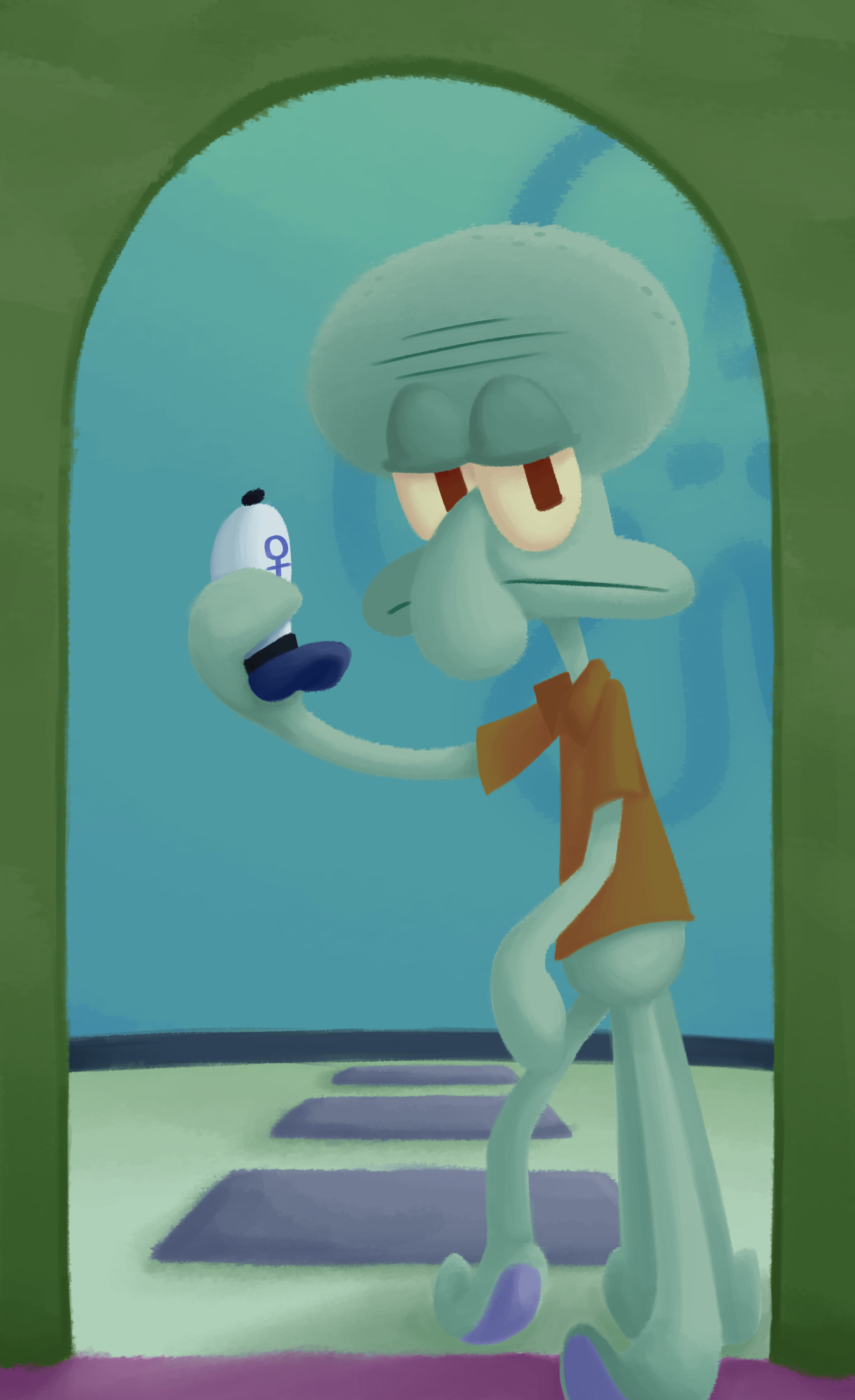 Portrait of Squidward in the Neoclassical-esque artstyle