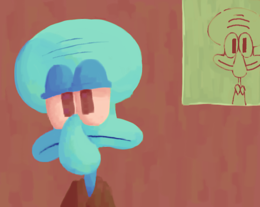Portrait of Squidward in the Post-Impressionist artstyle (or atleast one of them)