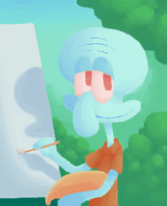 Portrait of Squidward in the Rococo artstyle